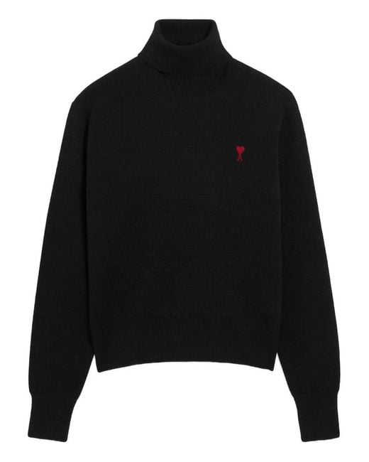 AMI Black Pull Col Roule De Coeur for men