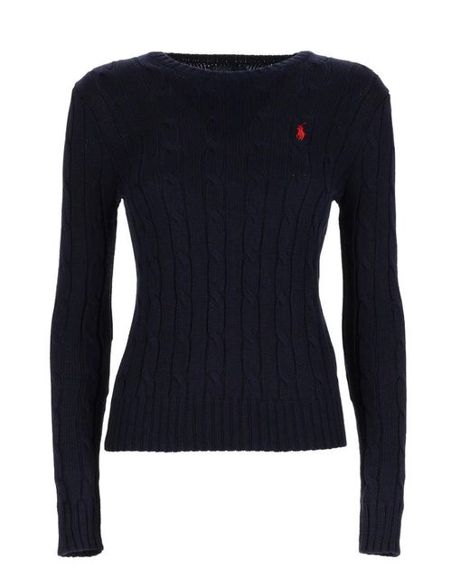 Polo Ralph Lauren Blue Cable Knit With Logo