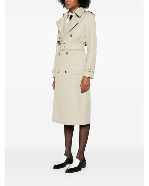 Burberry Natural Cotton Blend Long Trench Coat