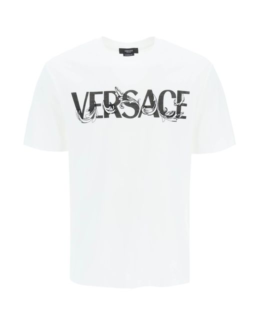 Camiseta de logotipo de Cotton Versace de hombre de color White