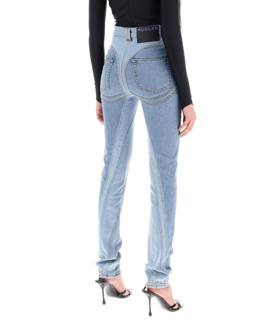 Spiral Two Tone Skinny Jeans Mugler de color Blue