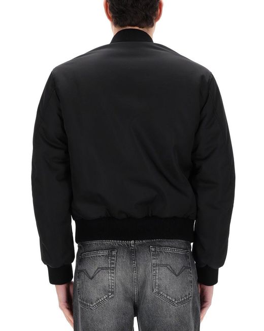 Versace Black Solid Mock Collar Jacket for men