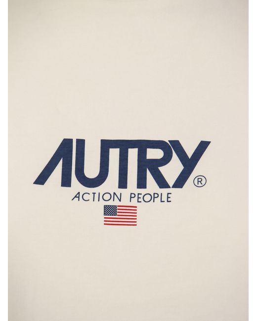 Autry Iconisch Katoencrew Nek T -shirt in het White
