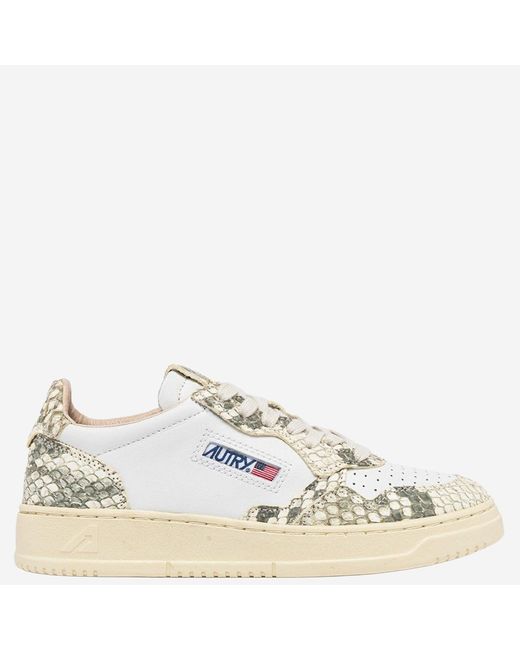 Autry White Animal Print Leather Sneakers