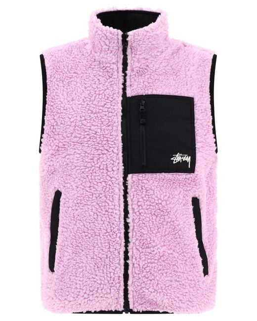Stussy Reversible Sherpa -Jacke in Pink für Herren