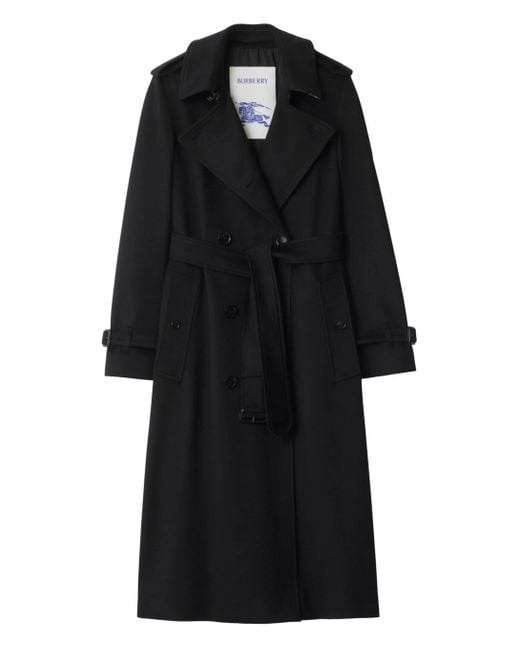 Burberry Black Cashmere Long Kensington Heritage Trench Coat