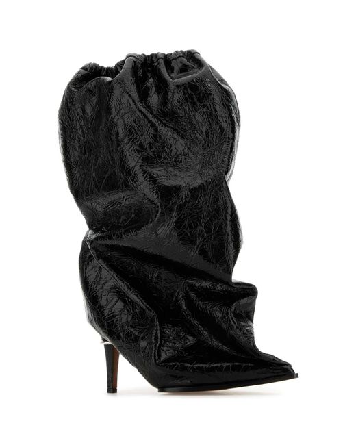 McQueen Black Leather Heeled Boots