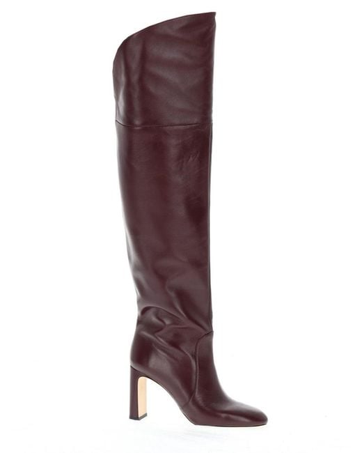 Stuart Weitzman Purple Leather Over The Knee Boots Babette