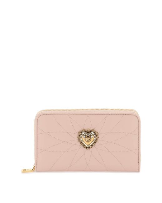 Dolce & Gabbana Devotion Zip Around Wallet in het Pink