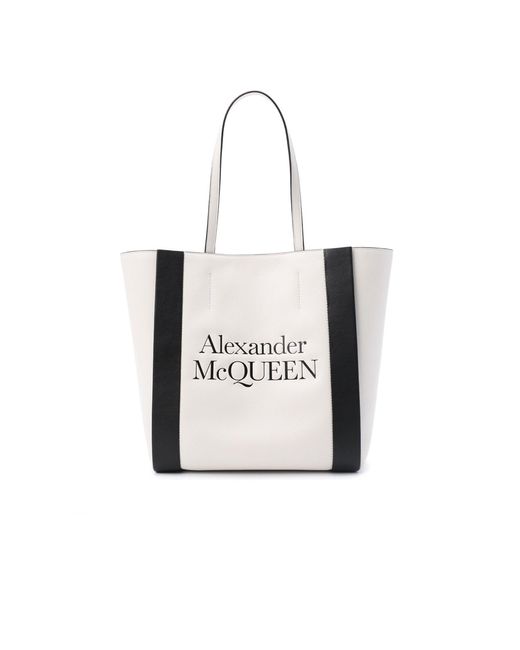 Alexander McQueen White Logo Tote