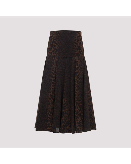 Balenciaga Black Animalier Godet Midi Skirt