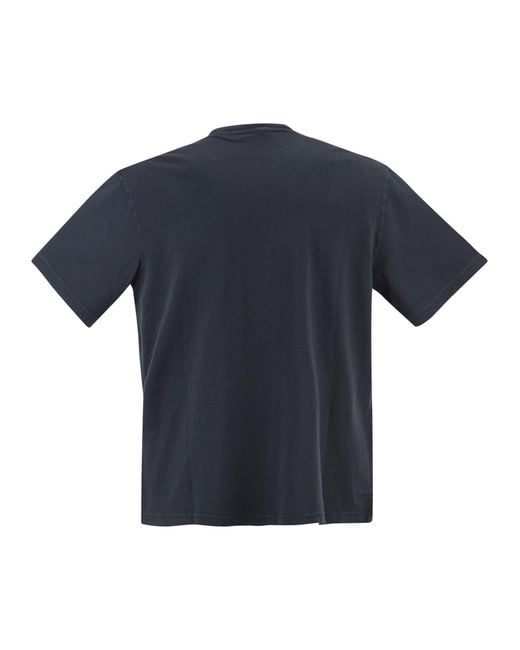 Stone Island Blue Regular Fit T Shirt With “Light Compass” Print for men