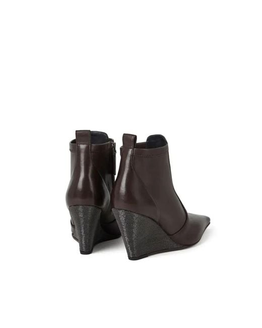 Brunello Cucinelli Brown Monili Wedge Ankle Boots