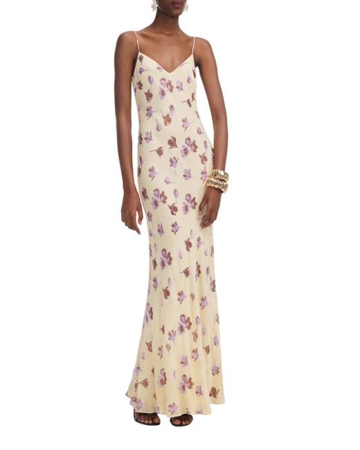Self-Portrait Zelfportret Gele Maxi -jurk Met Gele Bloemen in het Metallic