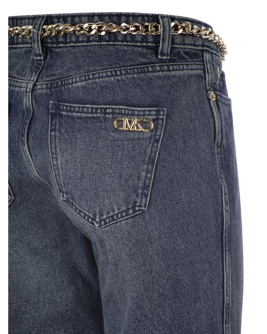 Michael Kors Blue Denim Flair Jeans mit Gürtel