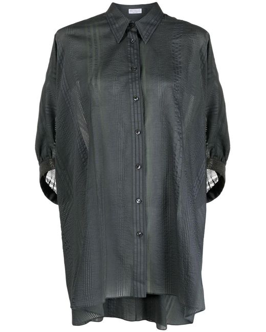 Brunello Cucinelli Gestreepte Blouse in het Gray