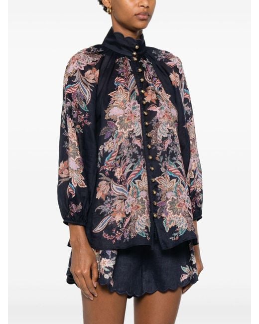 Zimmermann Rhiannon Billow Blouse in het Multicolor