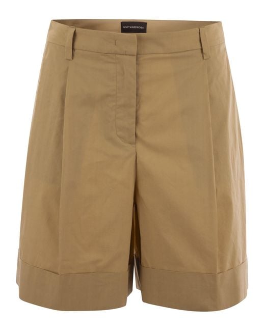 MVP WARDROBE Natural Cotton Shorts With Darts