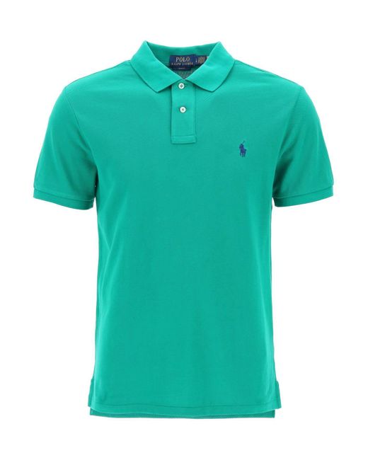 Polo Ralph Lauren Pique Cotton Polo Shirt in het Green voor heren