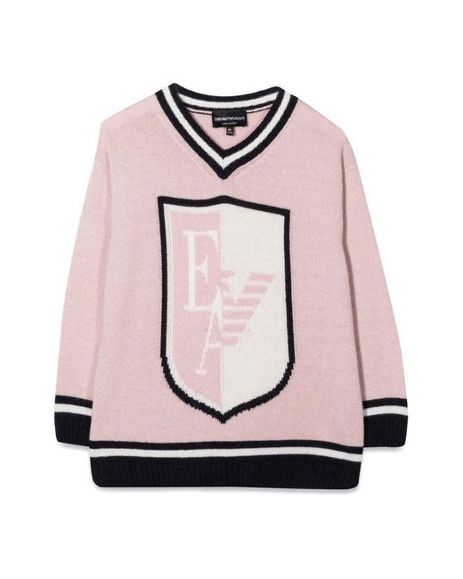 Emporio Armani Pullover V Nek. Wapenjas Ea in het Pink