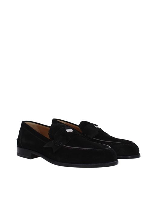 Louboutin Black Mocassini Penny Uomo Camoscio Nero for men