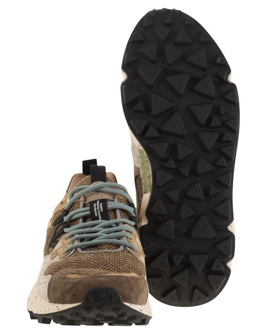 Flower Mountain Brown Yamano 3 Suede And Fabric Sneakers for men
