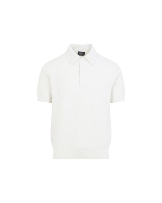 Brioni White Cotton And Silk Polo