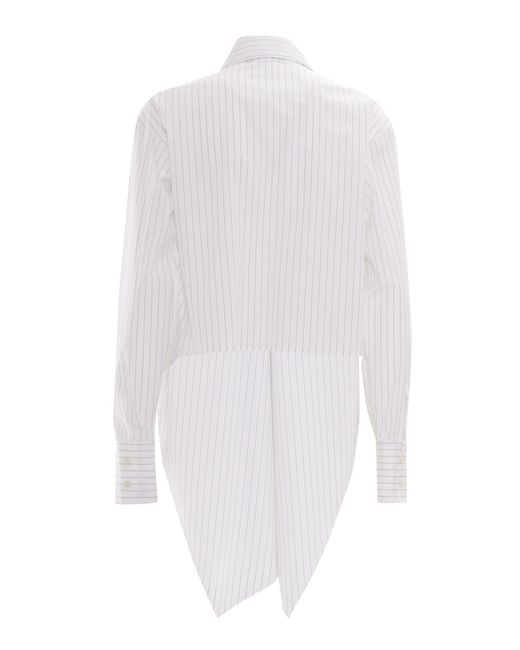 Fabiana Filippi White Striped Popin Shirt With Crossed Front