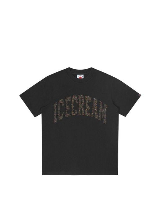 ICECREAM Black Logo Cotton T Shirt for men