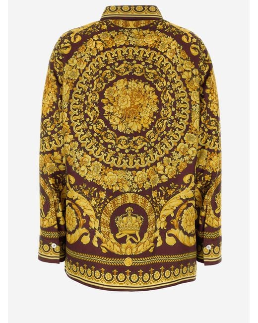 Versace Yellow Burgundy Marcos Silk Shirt