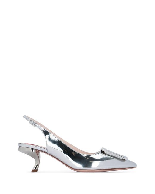 Roger Vivier White Slingback Pumps