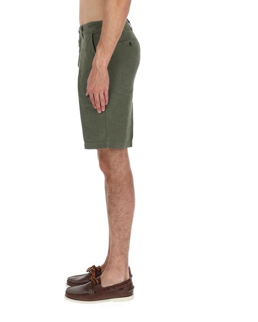 120% Lino Green Linen Mini Shorts For for men