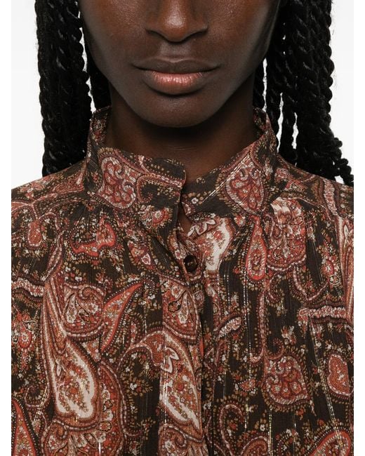 ANDAMANE Brown Rania Smocked Shirt Mini Dress