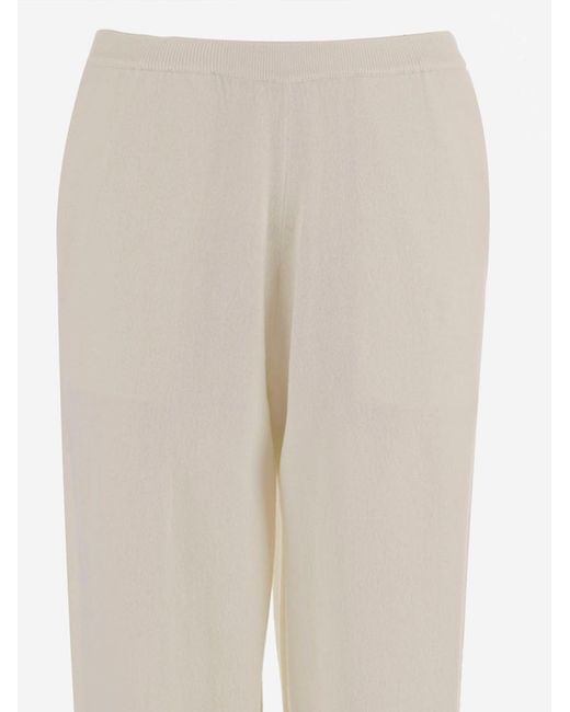 Allude White Wool And Cashmere Pants