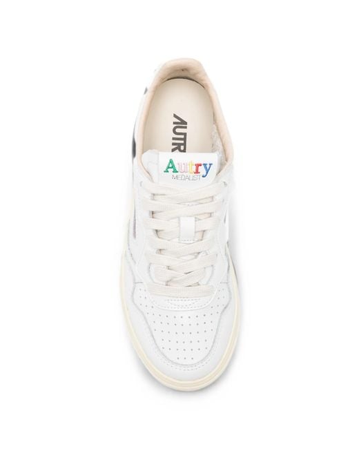 Autry White Medalist Low Perforated Leather Sneakers