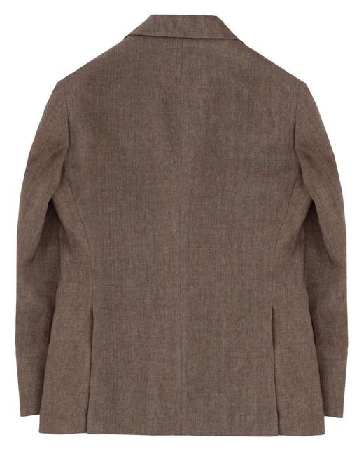 Brunello Cucinelli Brown Single-Breasted Linen Jacket