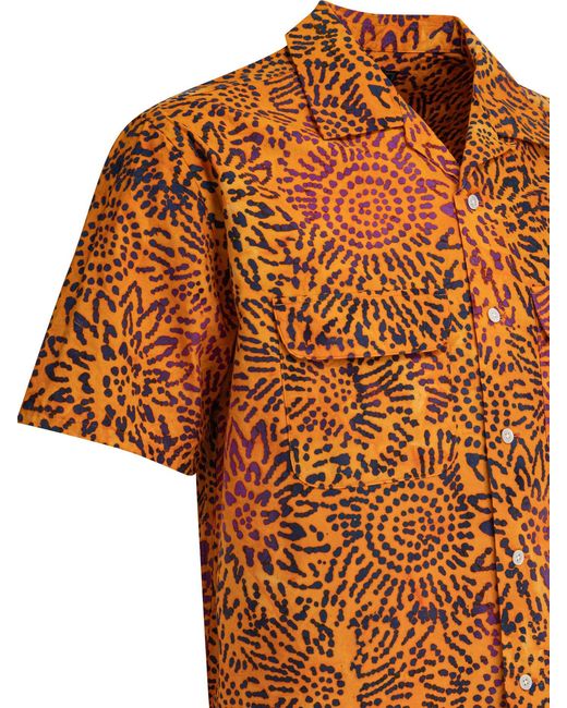 Beams Plus Orange Batik Shirts for men
