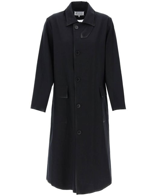 Cappotto In Cotone Con Profili Laminati di Maison Margiela in Black