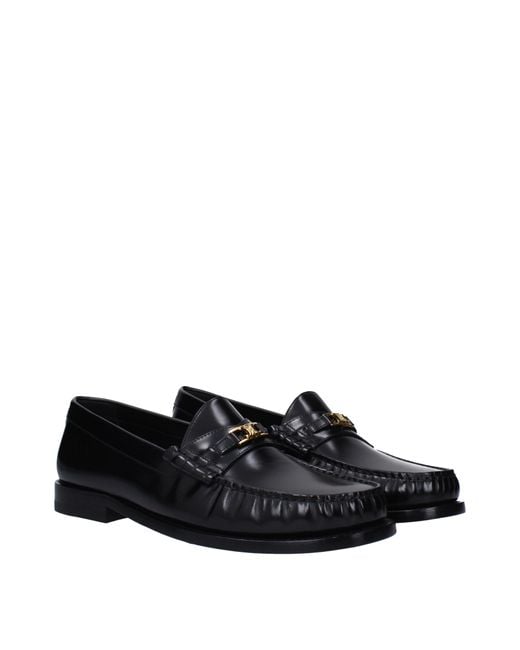 Céline Black Mocassini Triomphe Uomo Pelle Nero/Oro for men