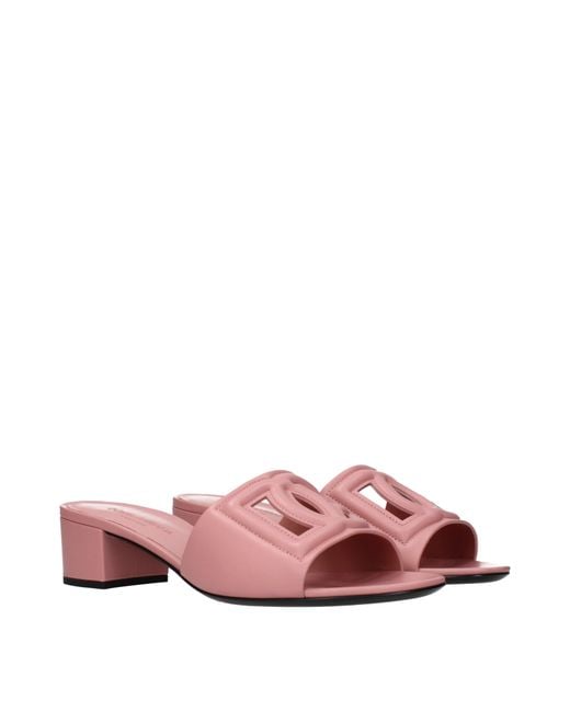 Dolce & Gabbana Pink Dolce&Gabbana Leather Sandals