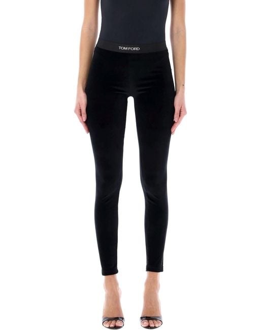 Tom Ford Broeken ,Blauw ,Polyester Velvet Leggings in het Black