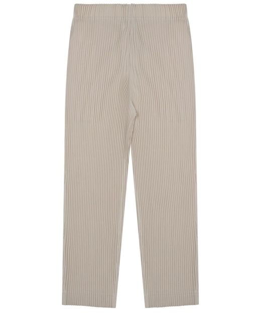 Homme Plissé Issey Miyake White Pleated Trousers for men