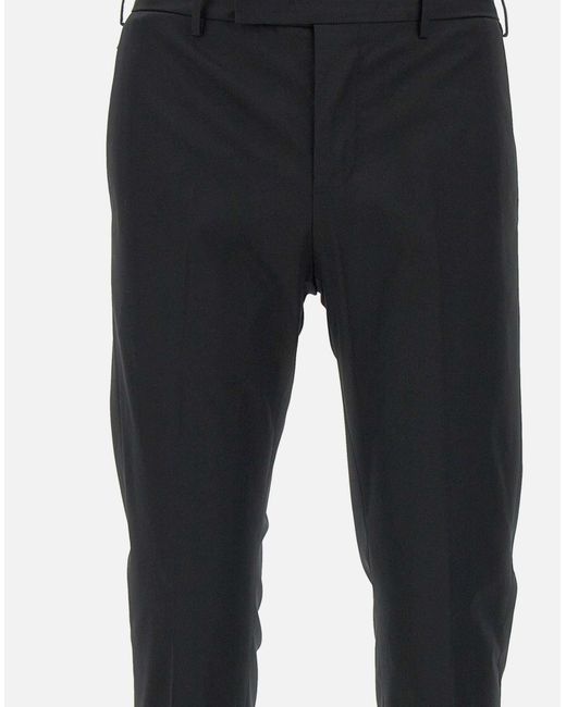 PT Torino Blue Dieci Stretch Satin Trousers for men