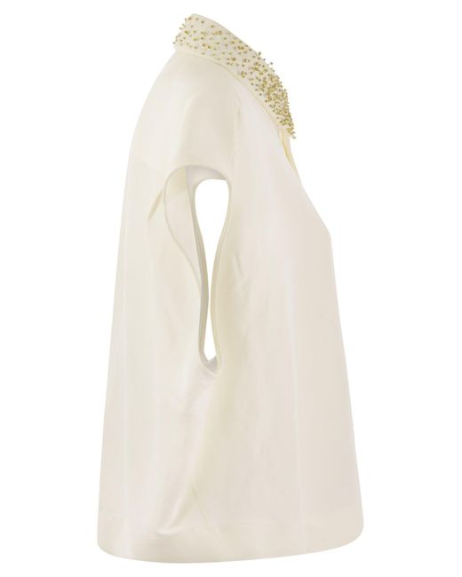 Fluido y camisa de viscosa Fabiana Filippi de color White