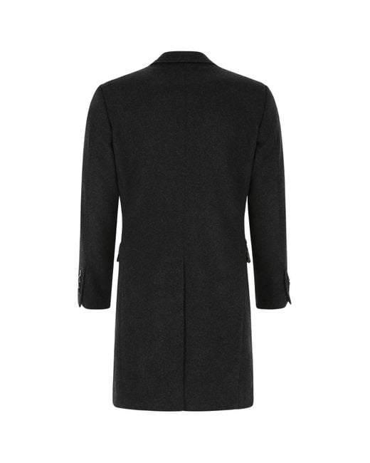 Dolce & Gabbana Black Slate Wool Blend Coat for men