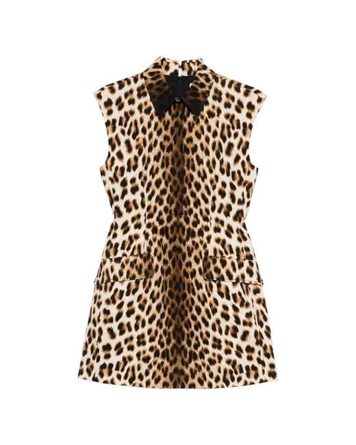 Sportmax White Lonza Short Dress With Animal Print