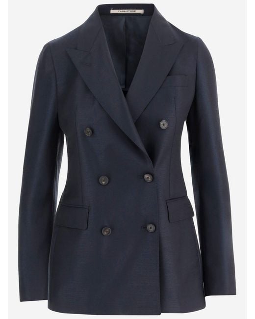 Tagliatore Blue Double-Breasted Wool Jacket