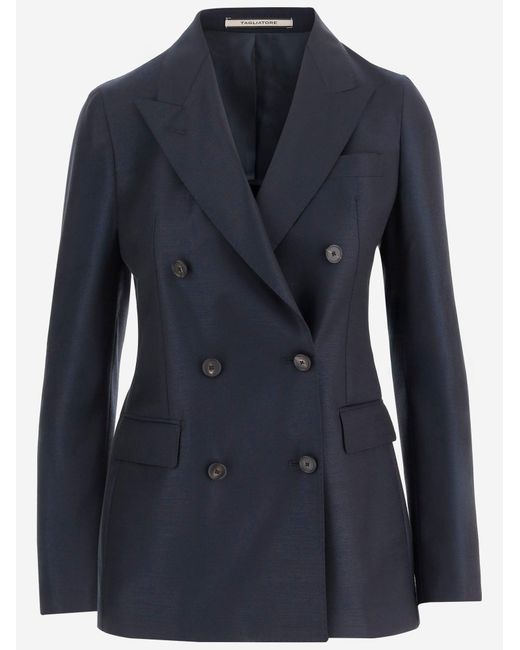 Chaqueta de lana con doble botonadura Tagliatore de color Blue