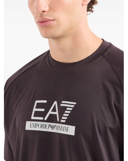 EA7 Purple Logo-Print T-Shirt for men