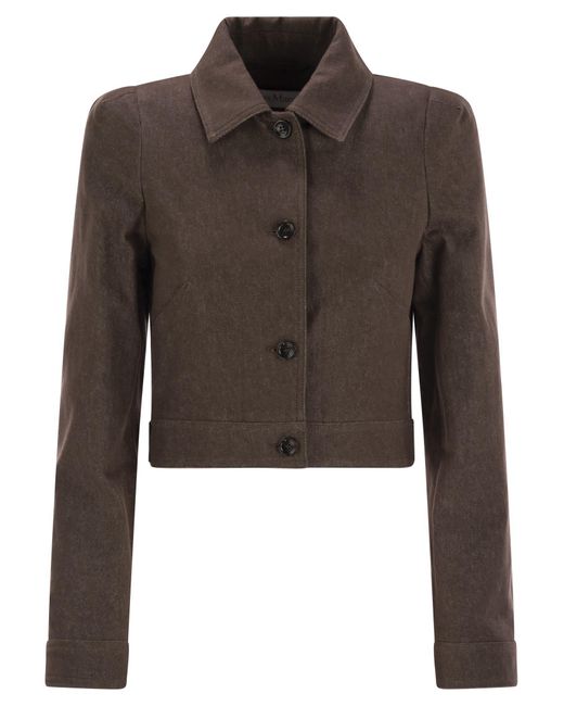 Max Mara Carpa Denim Effect Crop Jacket in het Brown